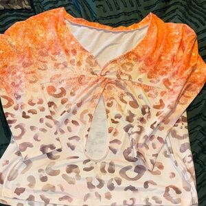 Orange Leopard Print Women's Top